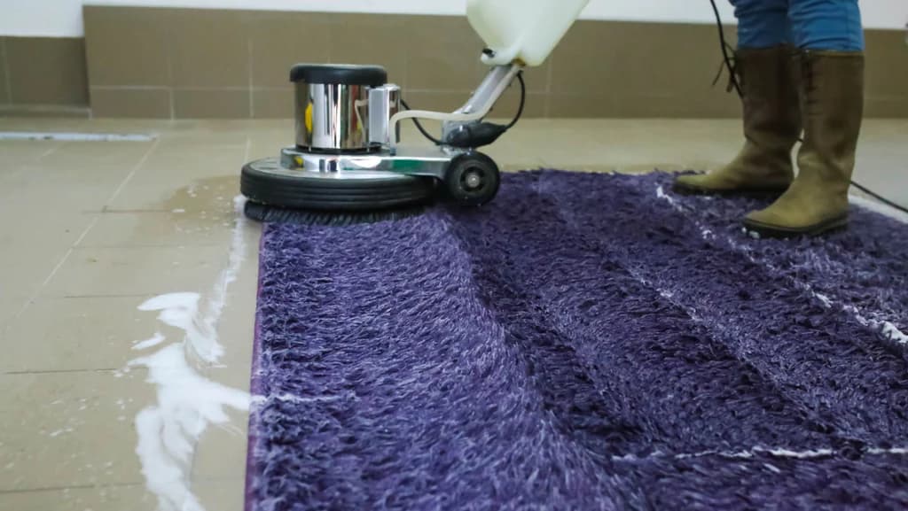 Professional carpet shampoo cleaning process