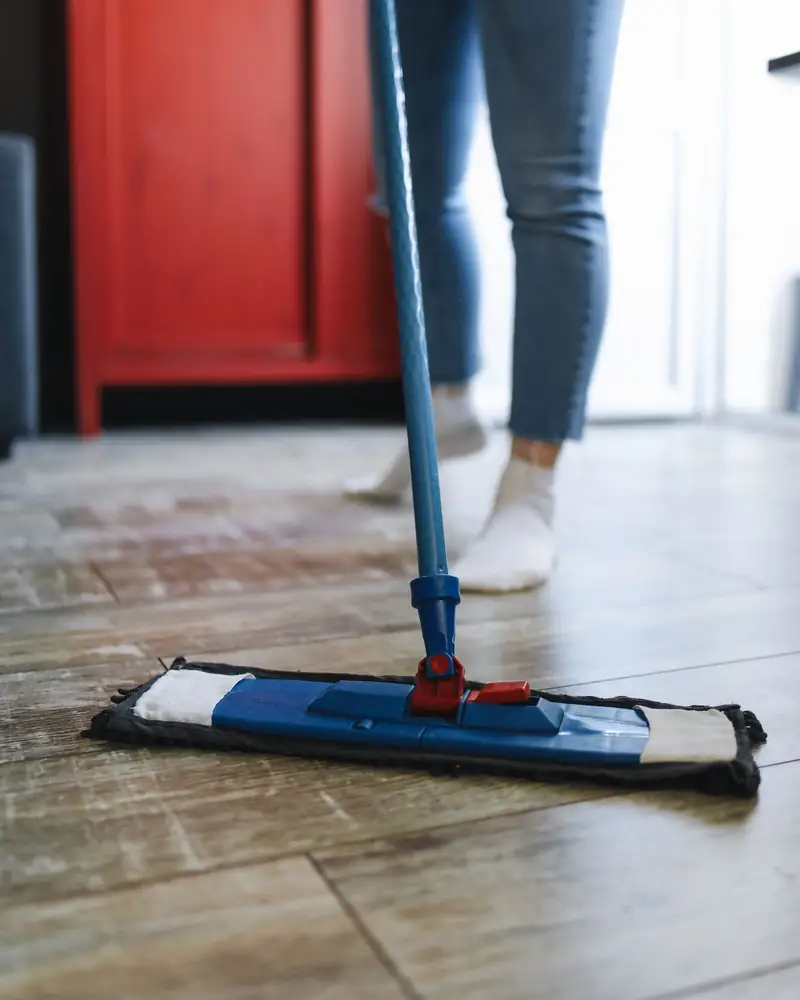 Microfibre flat mop used for gentle daily floor care after deep cleaning