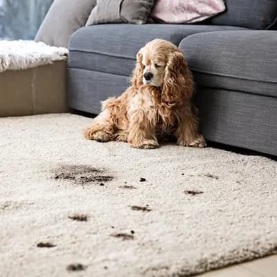 Pet urine odour and stain on upholstery sofa — neutralised by Quick Cleaning Services